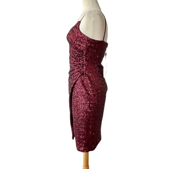 Black Halo Bowery Sequined Sheath Dress Size 2 Red Pinot Noir Holiday Formal NWT - Picture 6 of 12